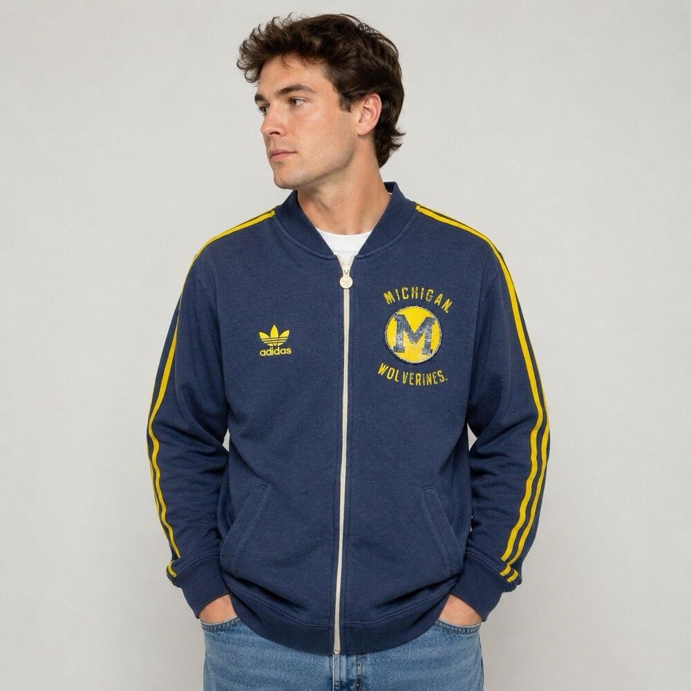 Adidas University of Michigan Wolverines Jacket Men’s M Sweatshirt Track Retro